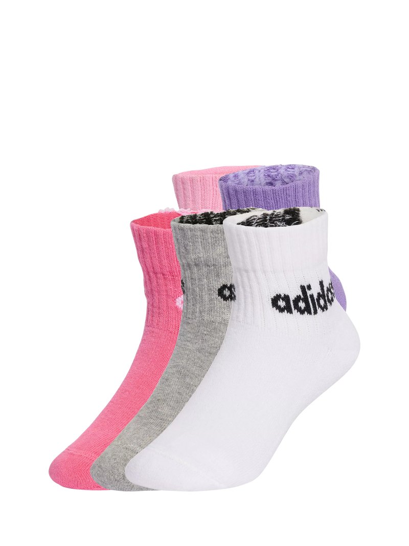 adidas kids ankle socks pack of 5 pink grey white, UK version