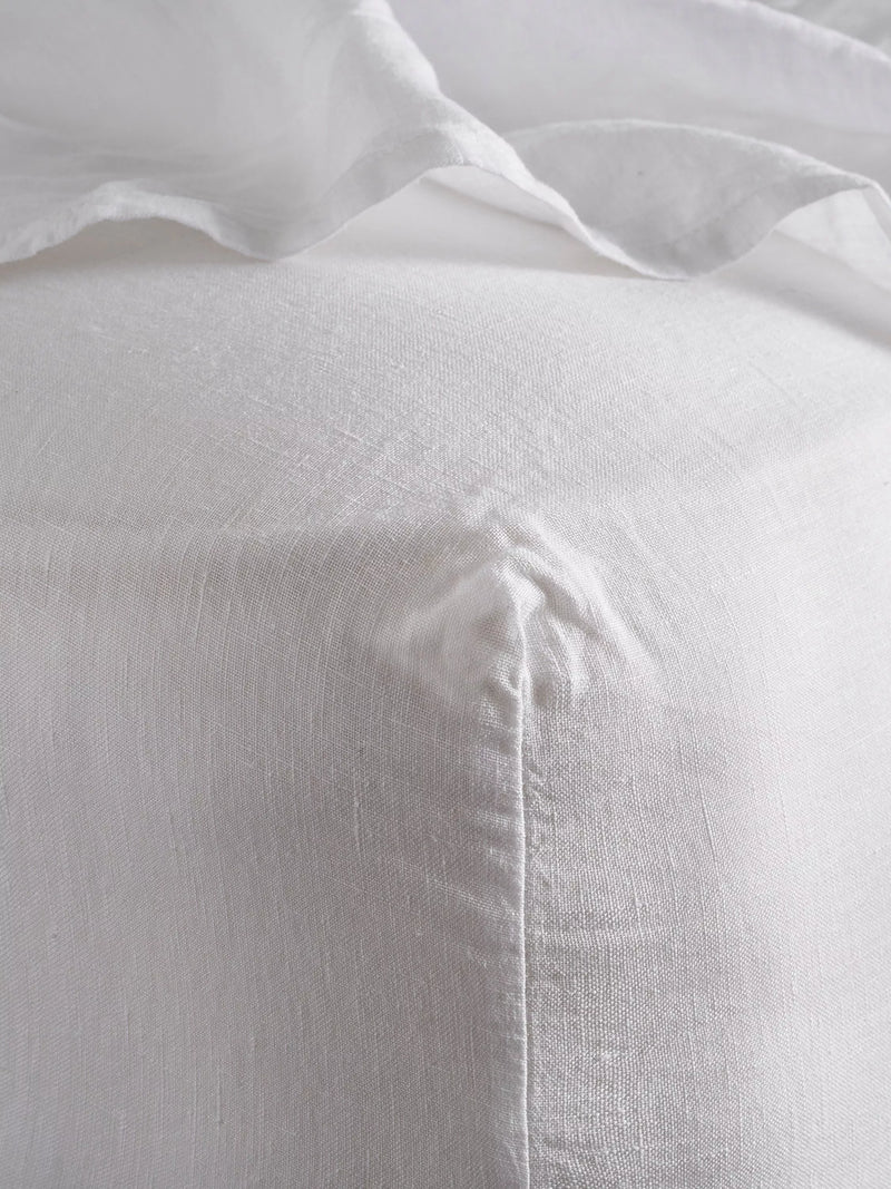 Bedfolk 100% Linen Standard Fitted Sheets - Snow King