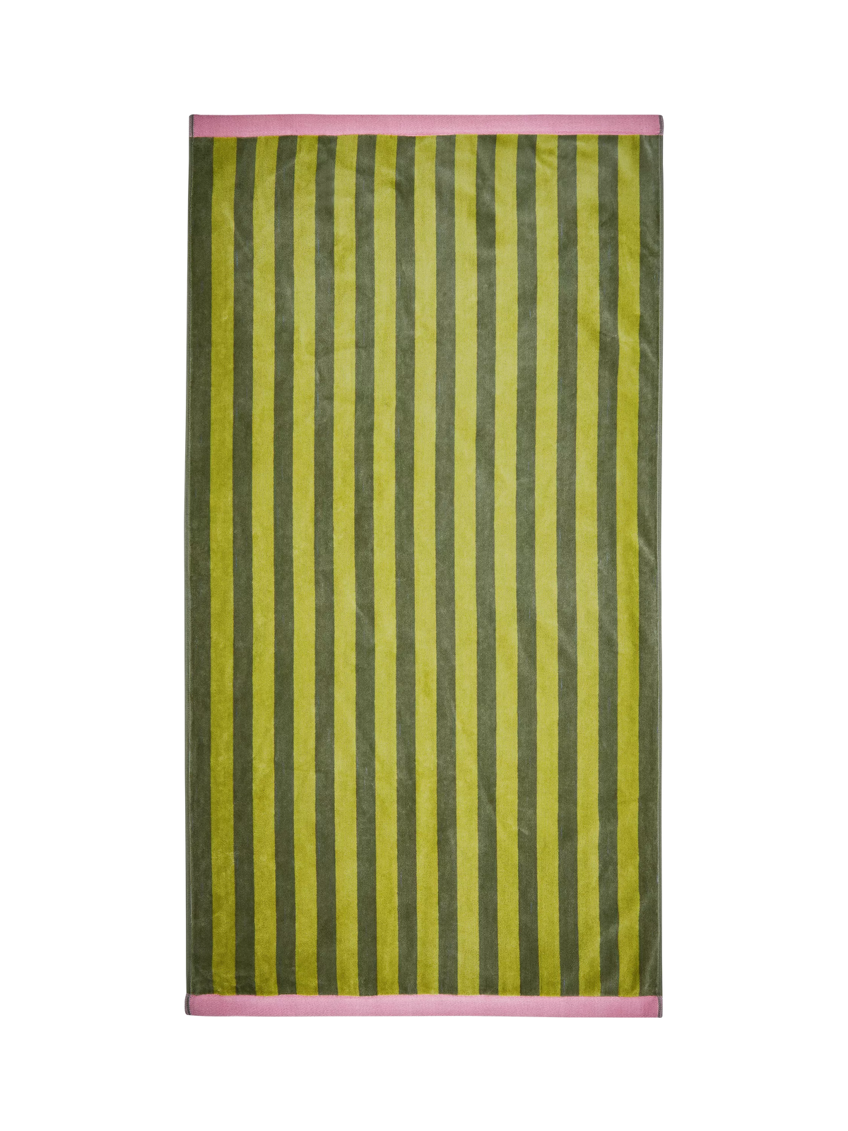 Land & Shore Grass Stripe jacquard towels in green and blue (British brand)