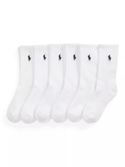 John Lewis Ralph Lauren Kids' Cotton Blend Crew Socks Pack of 6 White- Buy online at McGrocer