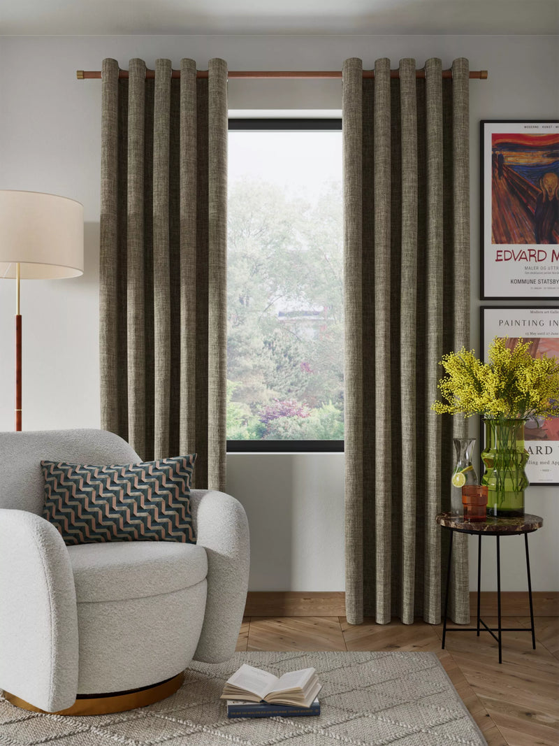 John Lewis Textured Weave Pair Blackout Lined Eyelet Curtains - 274cm Drop