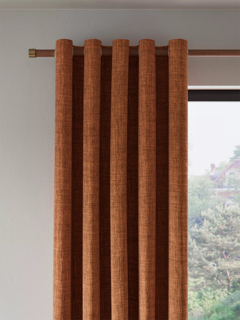 John Lewis Textured Weave Pair Blackout Lined Eyelet Curtains - 274cm Drop