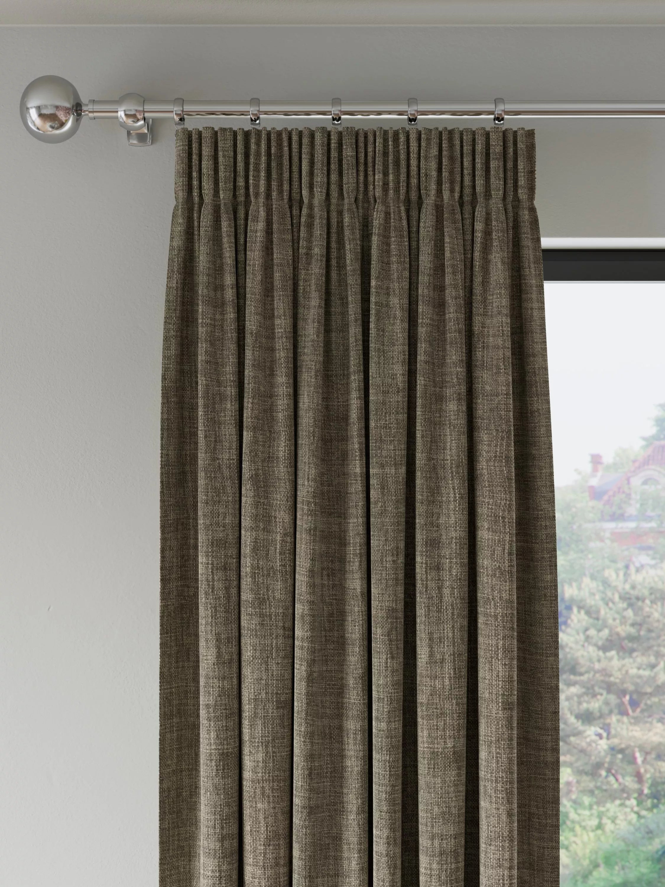 John Lewis Textured Weave Pair Blackout Lined Pencil Pleat Curtains