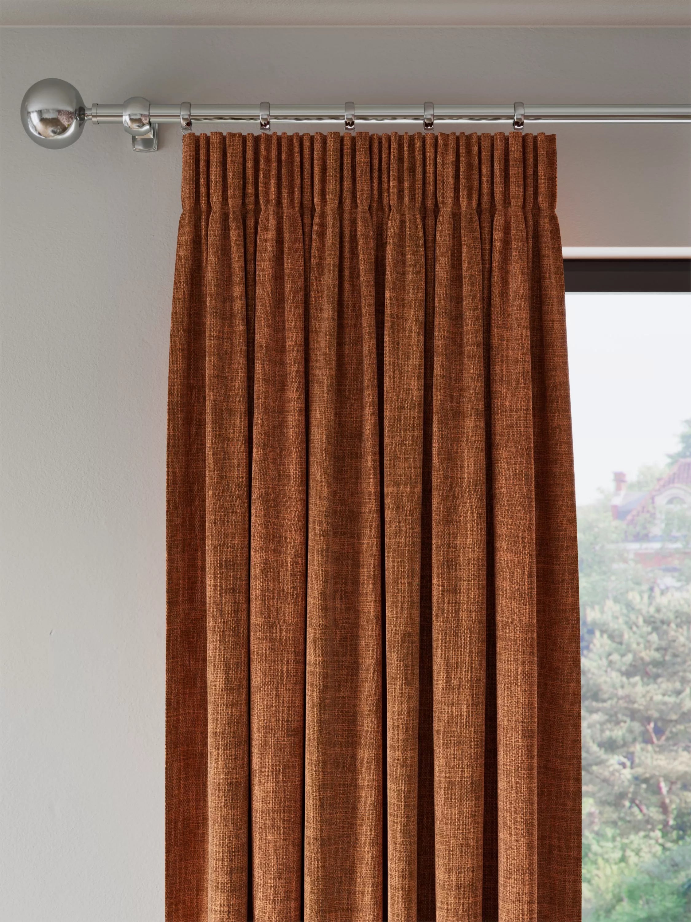 John Lewis Textured Weave Pair Blackout Lined Pencil Pleat Curtains