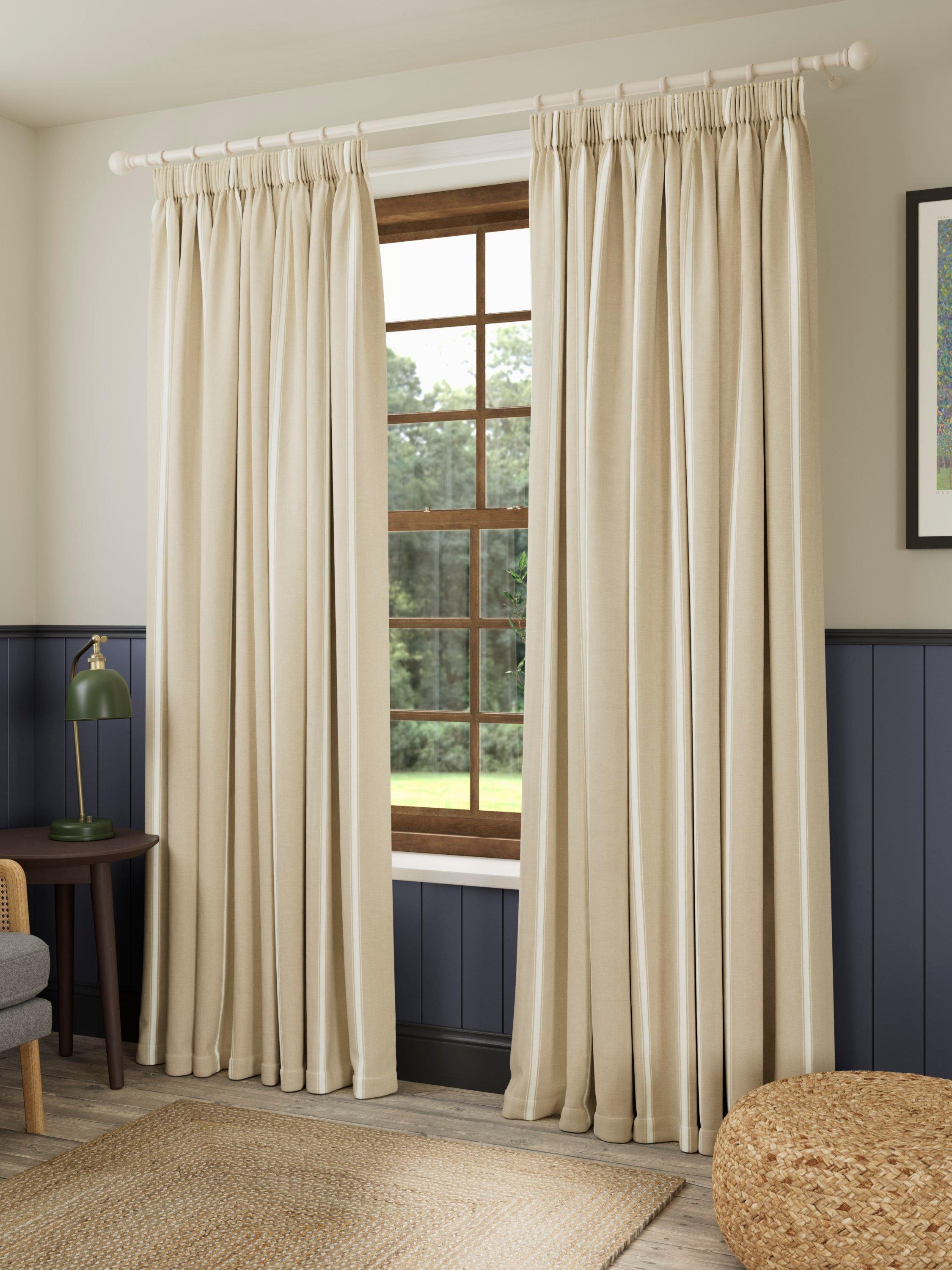 John Lewis Padstow stripe cotton lined curtains 117x137cm (British brand)