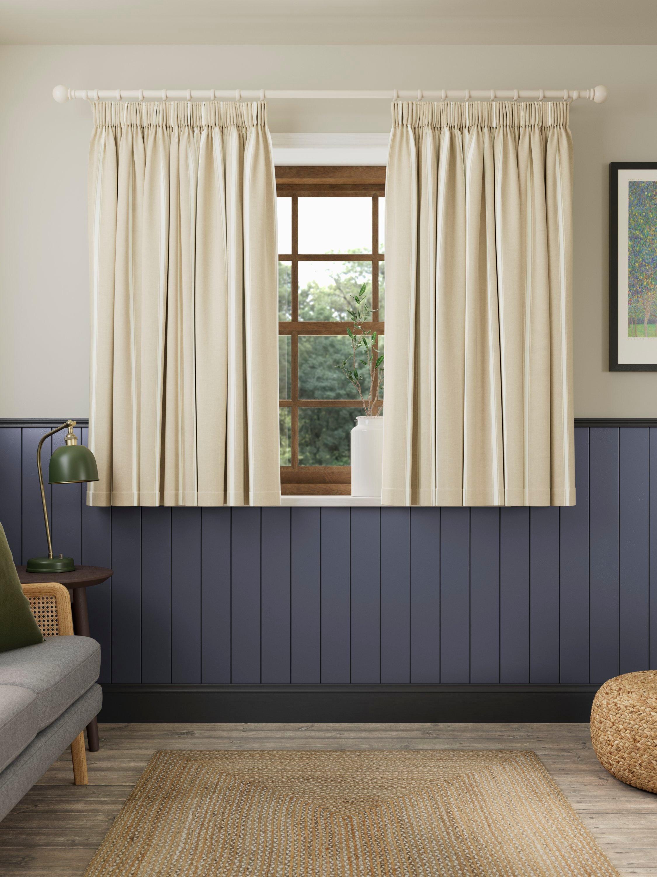 John Lewis Padstow stripe cotton lined curtains 117x137cm (British brand)