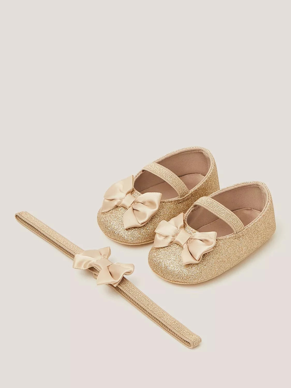 Monsoon baby glitter bootie and headband set (British brand)