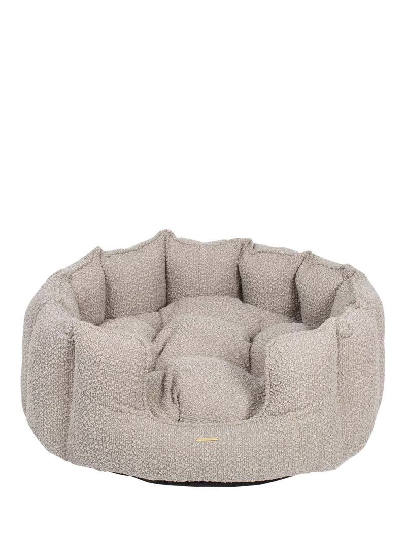 Lords & Labradors high sided boucle dog bed in mink, UK version