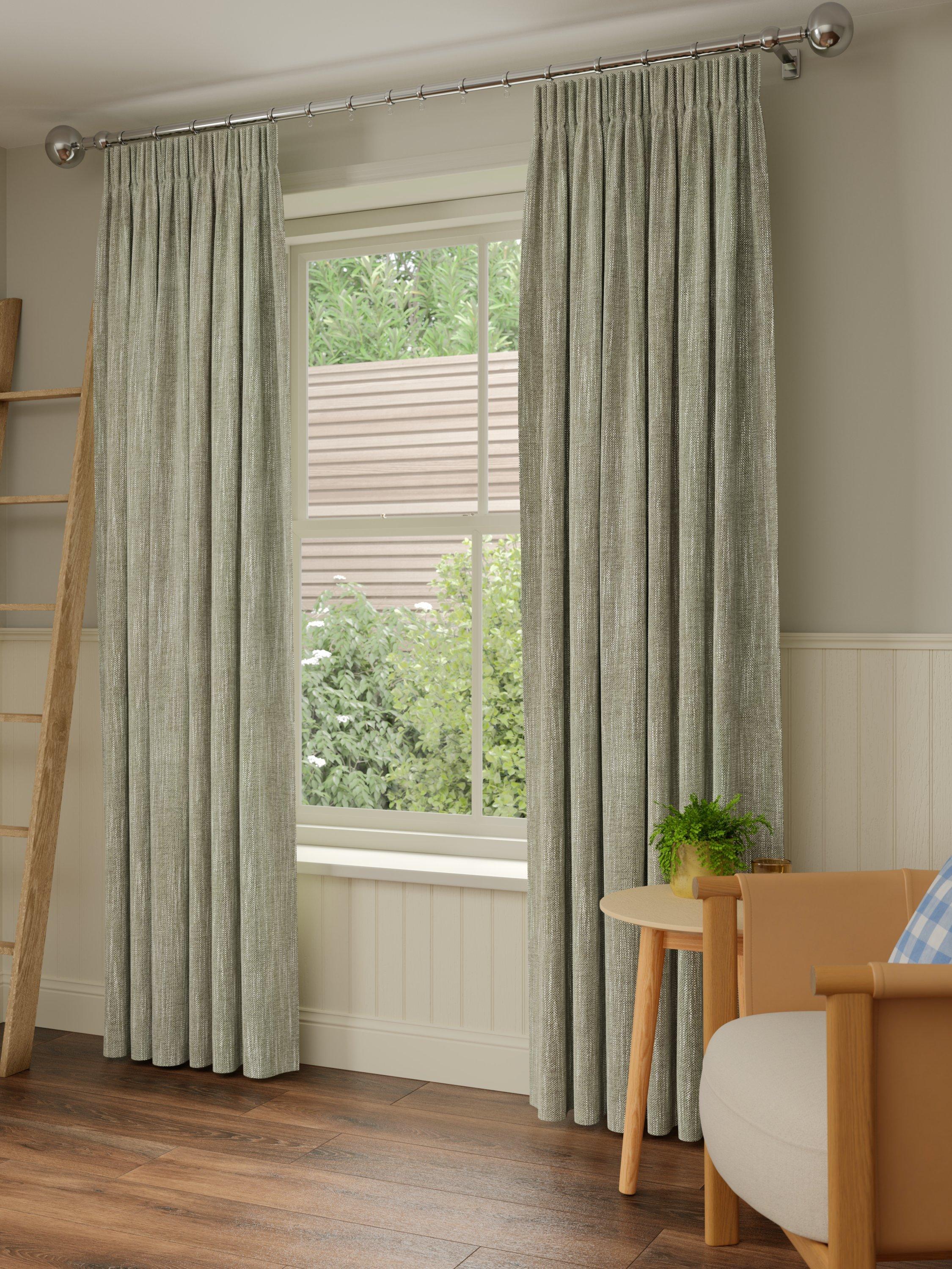 John Lewis blackout lined pencil pleat curtains 137cm, imported from the UK