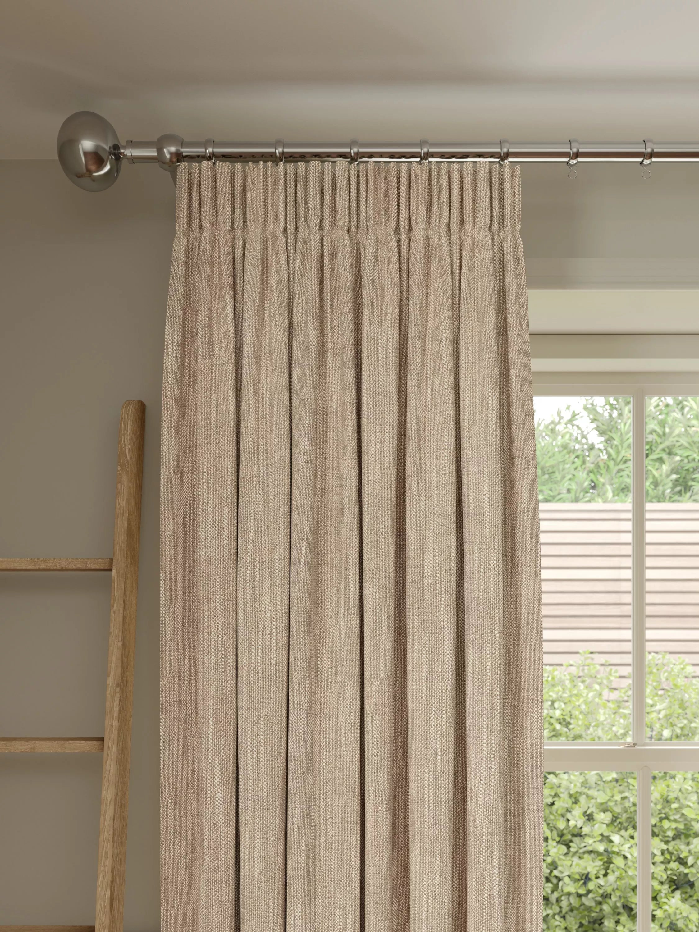 John Lewis Brushed Viscose Blend Pair Blackout Lined Pencil Pleat Curtains 137cm Drop