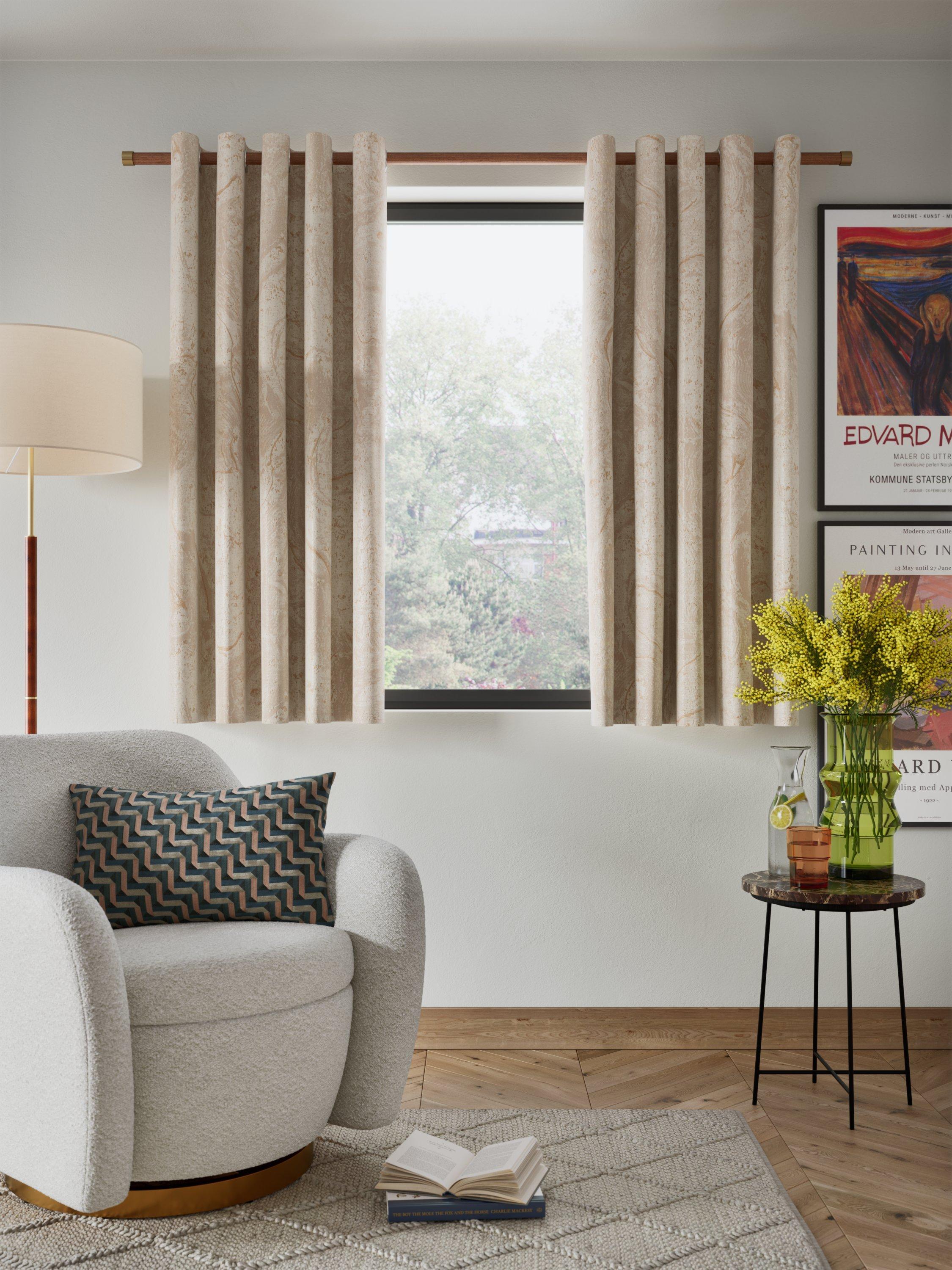 John Lewis gold marshmallow lined eyelet curtains pair, UK version