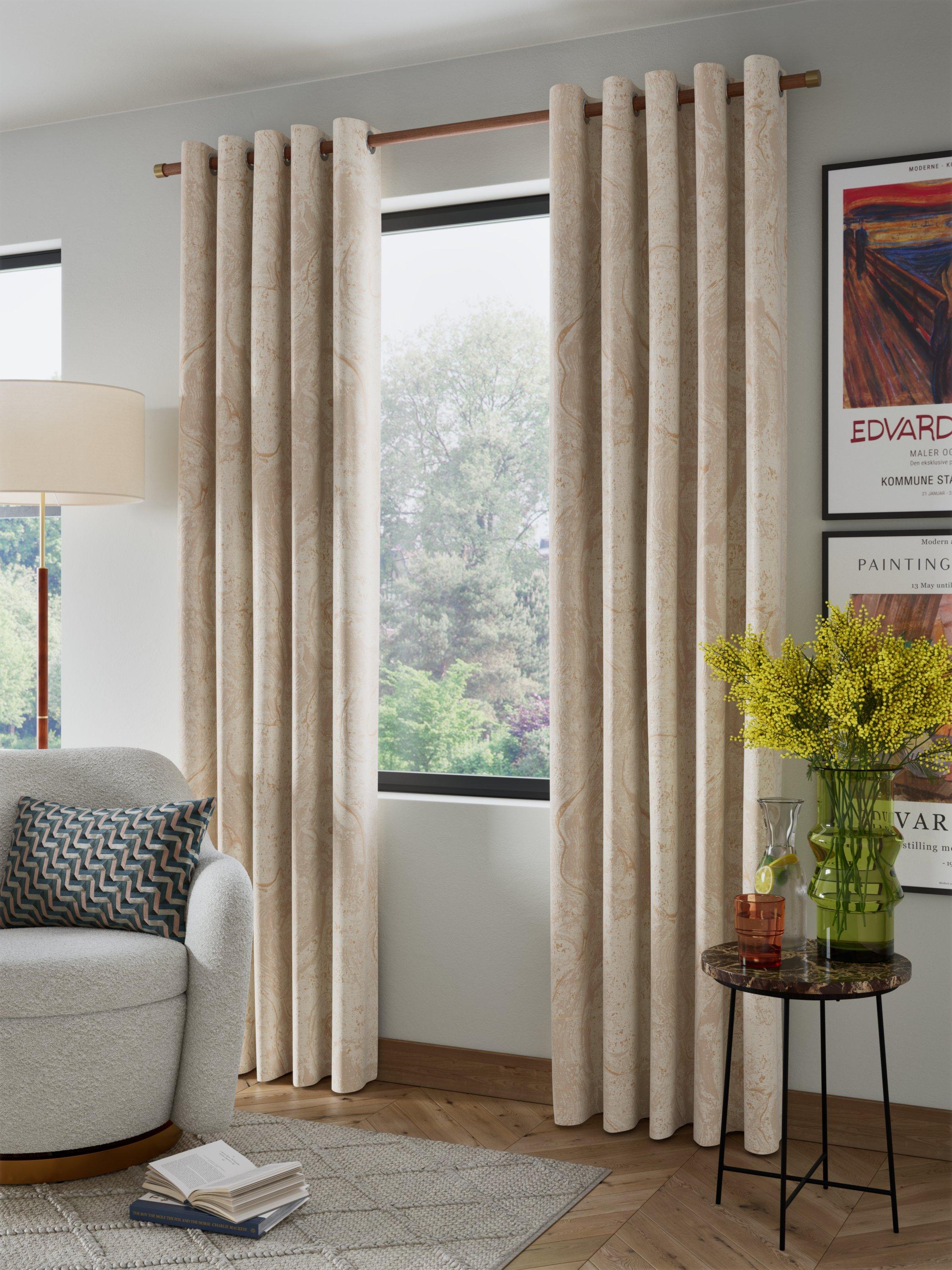 John Lewis gold marshmallow lined eyelet curtains pair, UK version