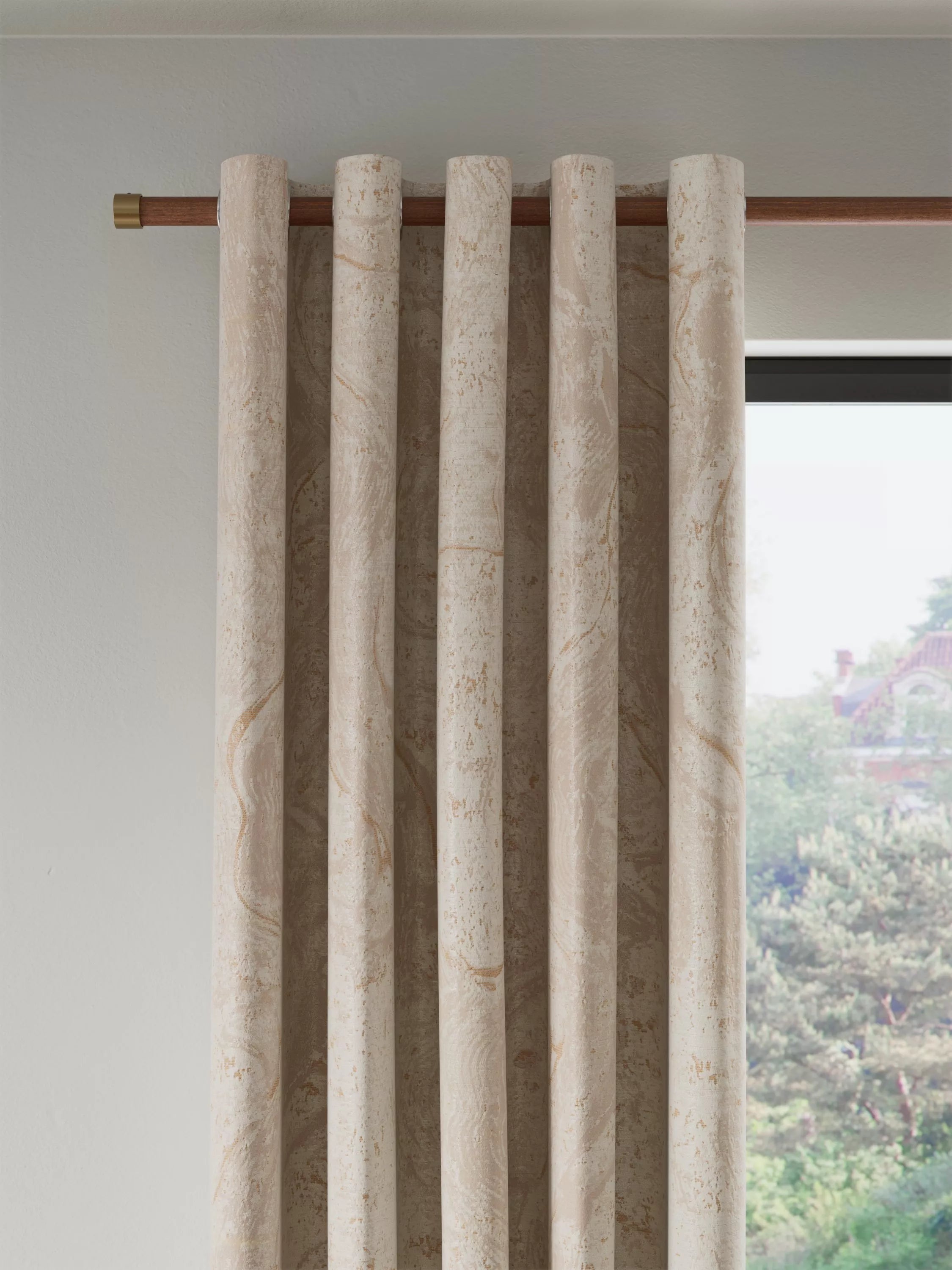 John Lewis gold marshmallow lined eyelet curtains pair, UK version