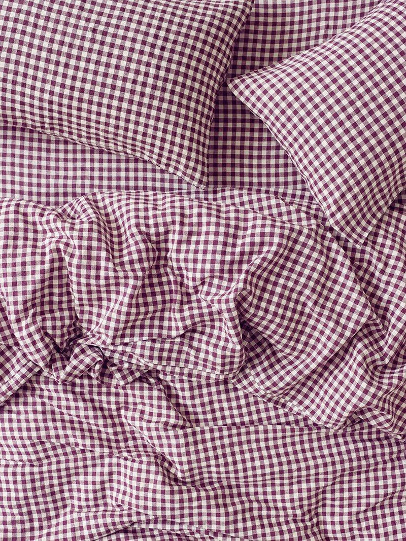 Piglet in Bed super king gingham linen pillowcase pair (British brand)