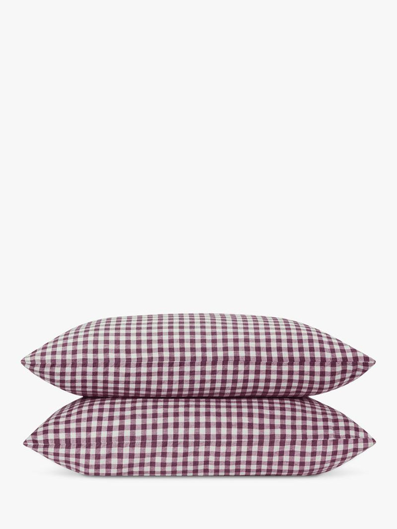 Piglet in Bed super king gingham linen pillowcase pair (British brand)