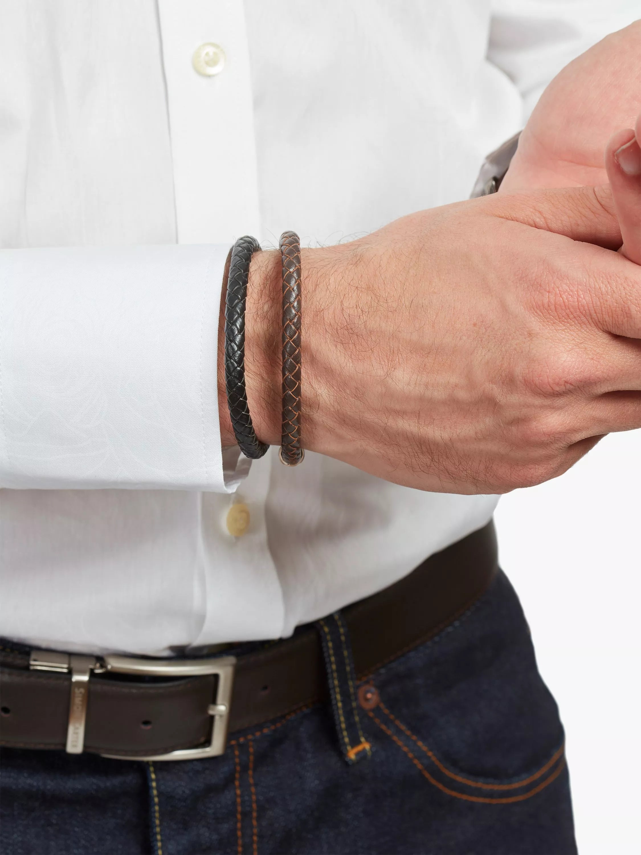 Simon Carter leather bracelet set black and brown - British product