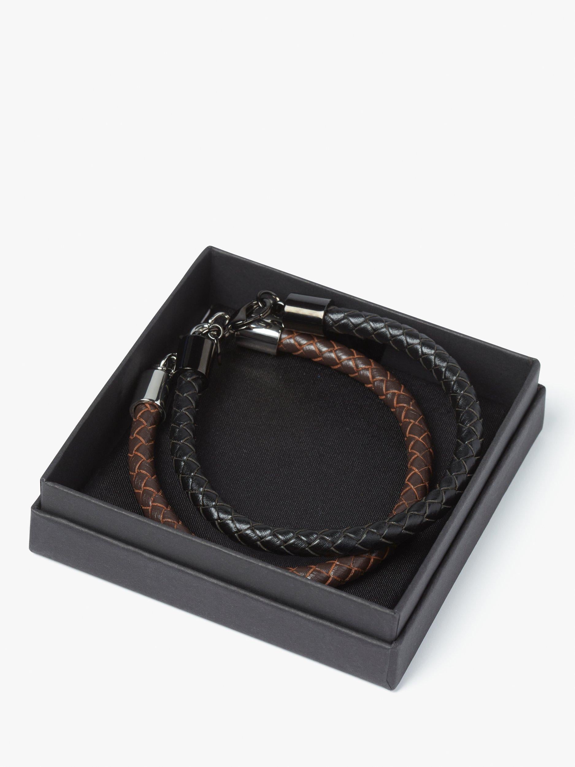 Simon Carter leather bracelet set black and brown - British product