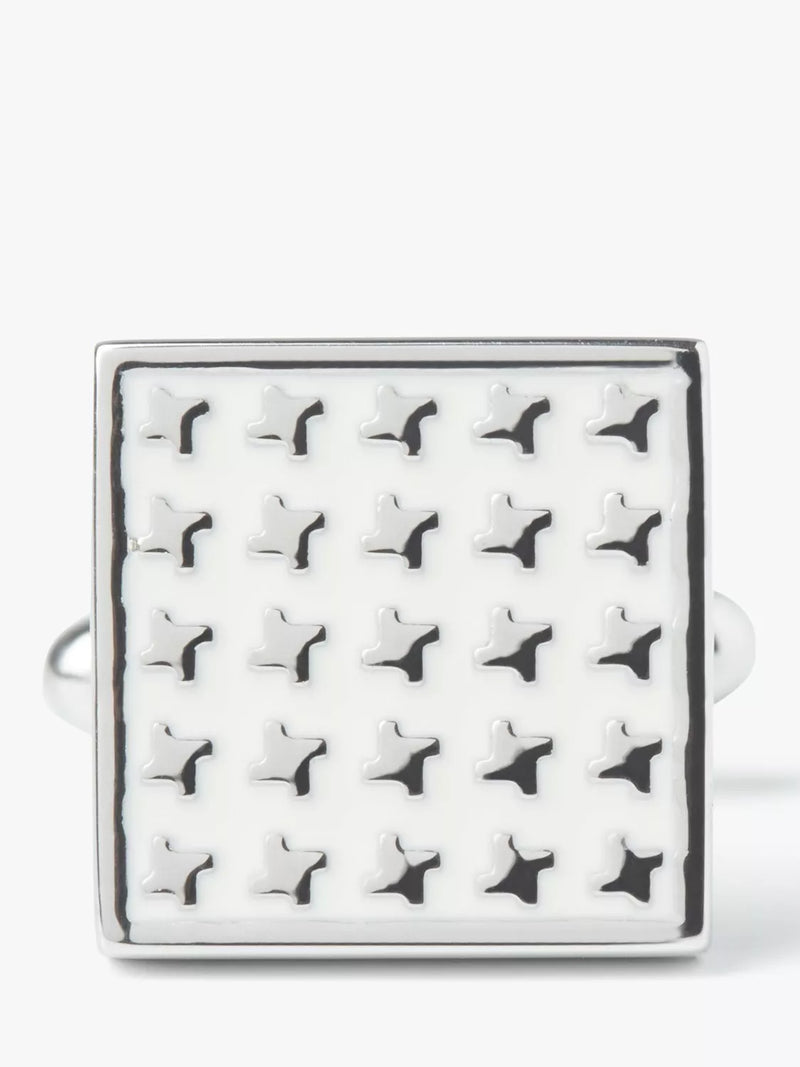 Simon Carter white enamel dog tooth cufflinks, UK version