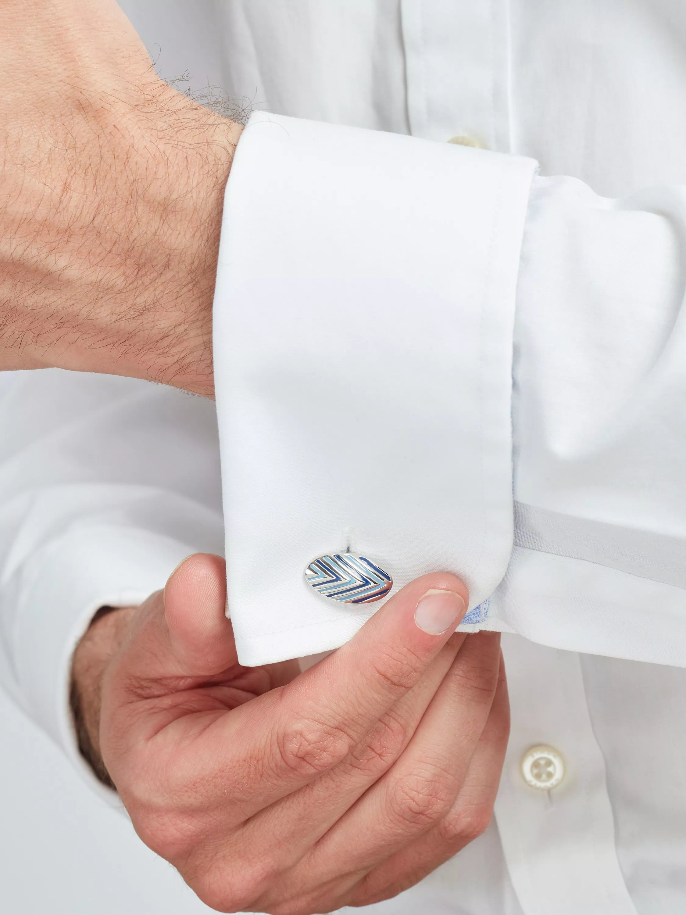 Simon Carter Deco Arrow cufflinks blue enamel - British product
