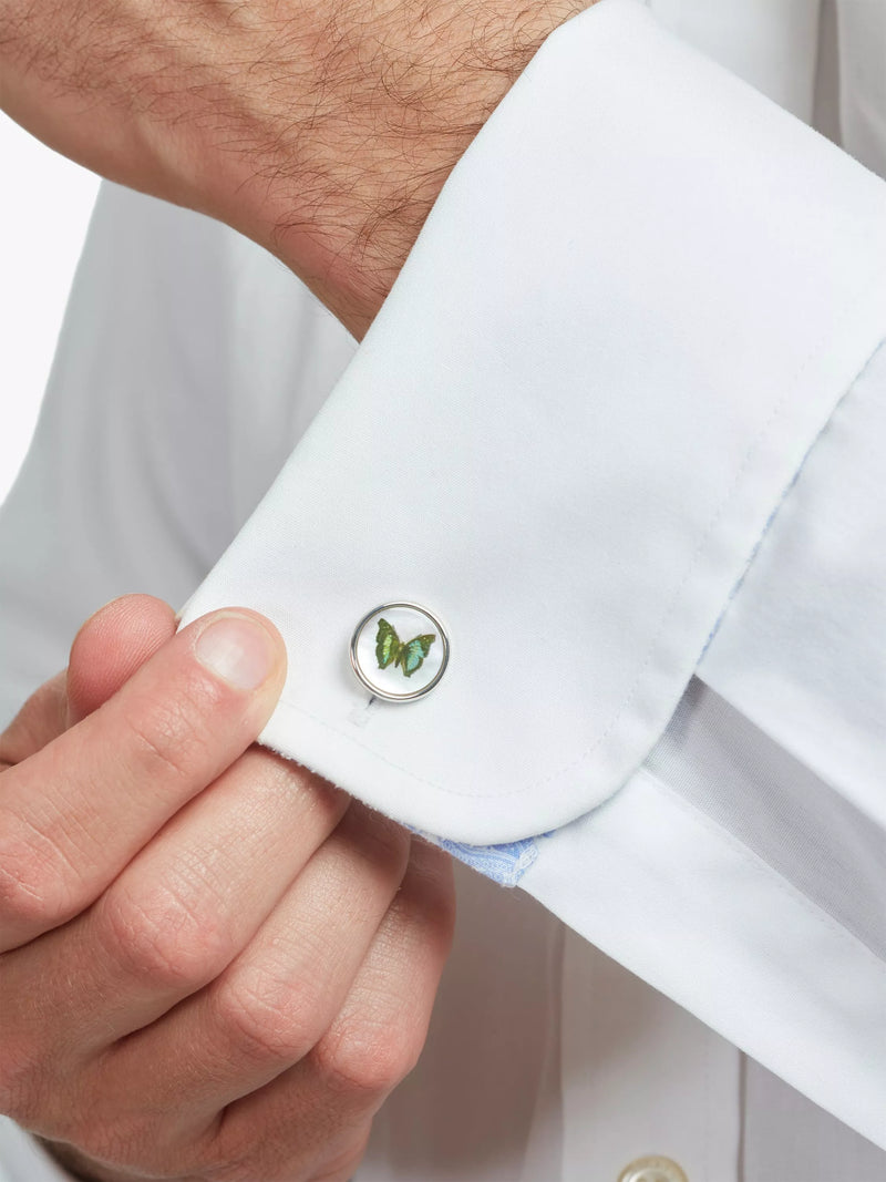 Simon Carter mother of pearl butterfly cufflinks 14mm, UK version