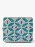 Simon Carter enamel cufflinks blue teal retro pattern, UK version