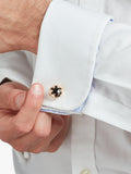 Simon Carter Radial Hexagon Cufflinks black onyx rose gold, UK version