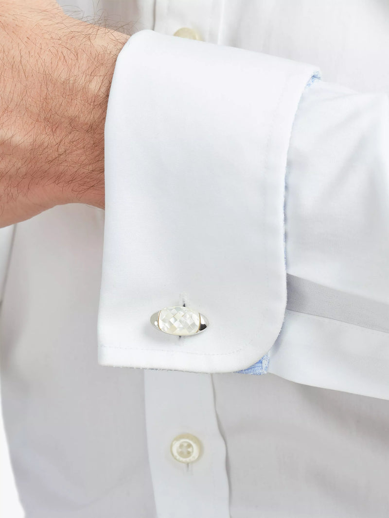 Simon Carter mother of pearl chequerboard cufflinks white (British brand)