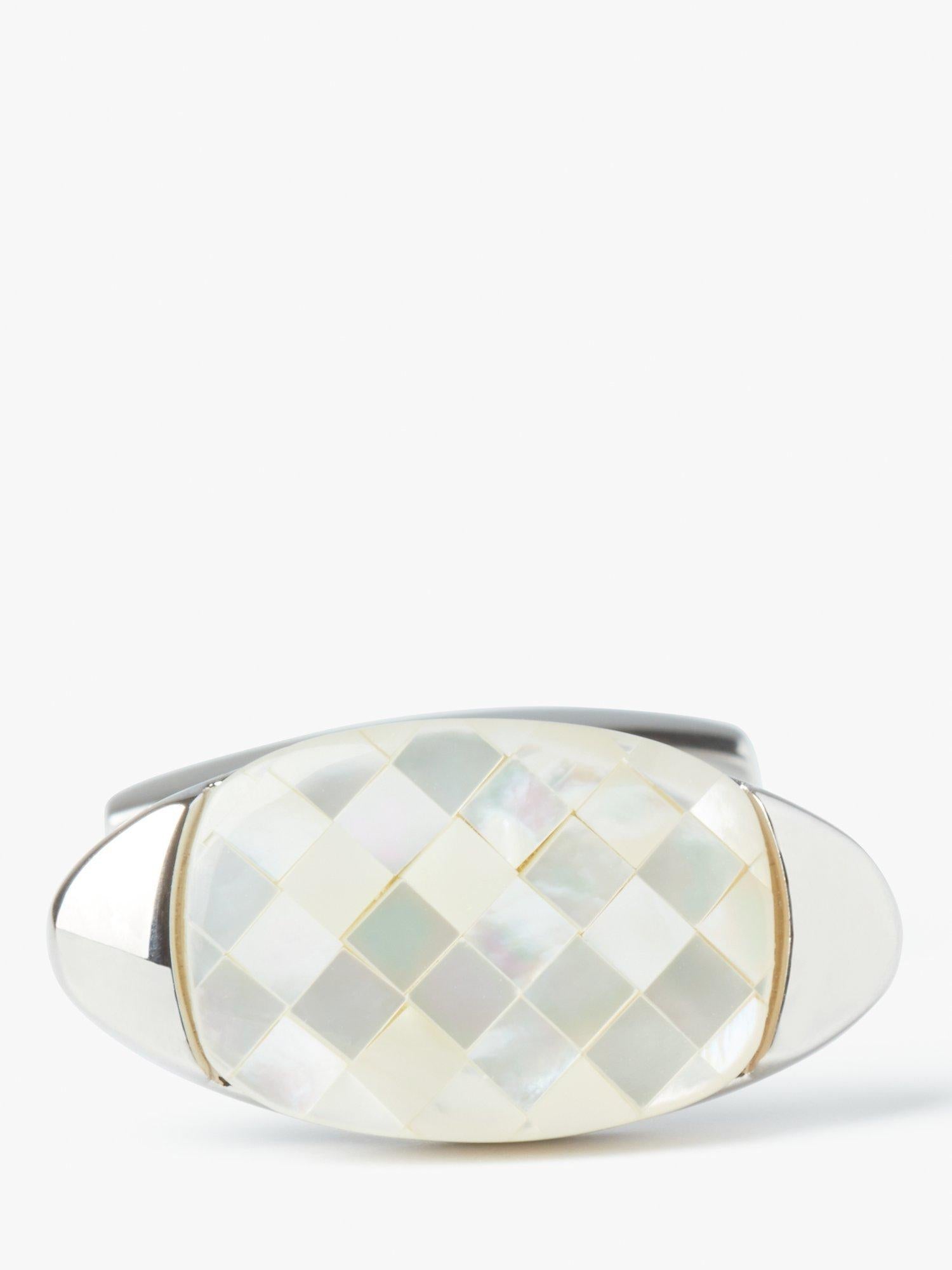 Simon Carter mother of pearl chequerboard cufflinks white (British brand)