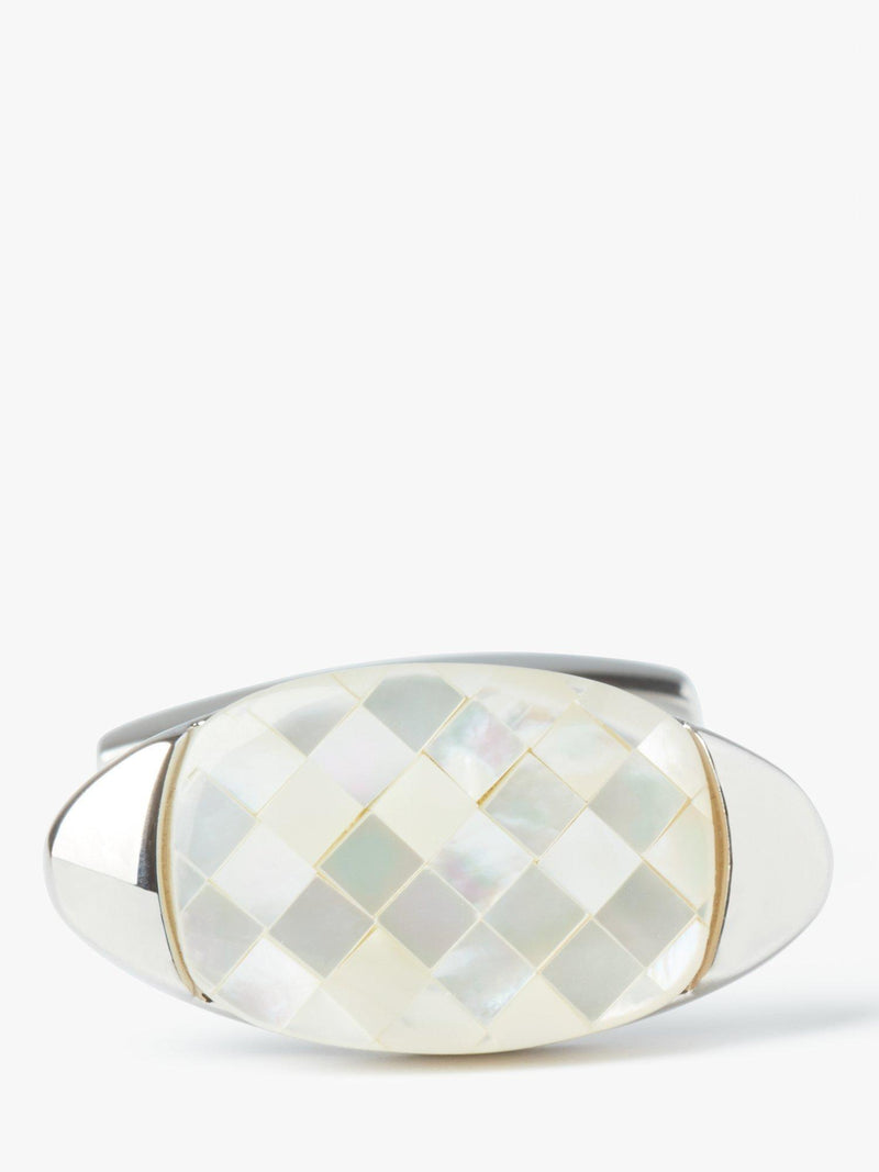 Simon Carter mother of pearl chequerboard cufflinks white (British brand)