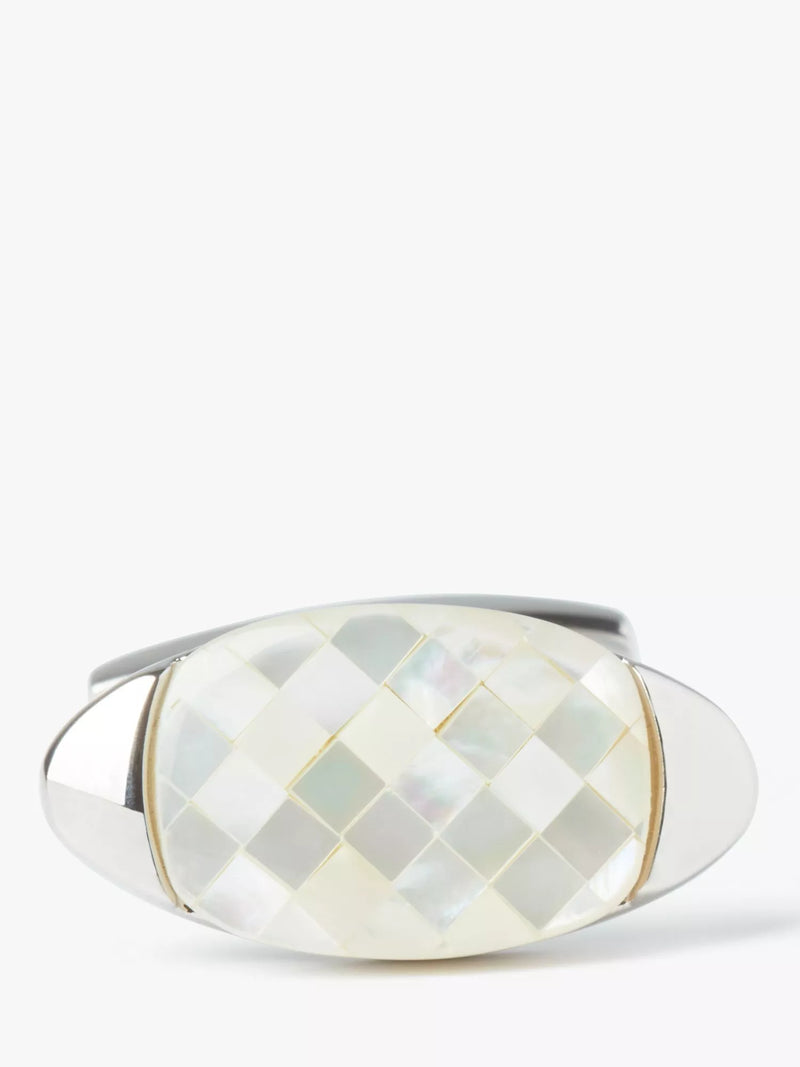 Simon Carter mother of pearl chequerboard cufflinks white (British brand)
