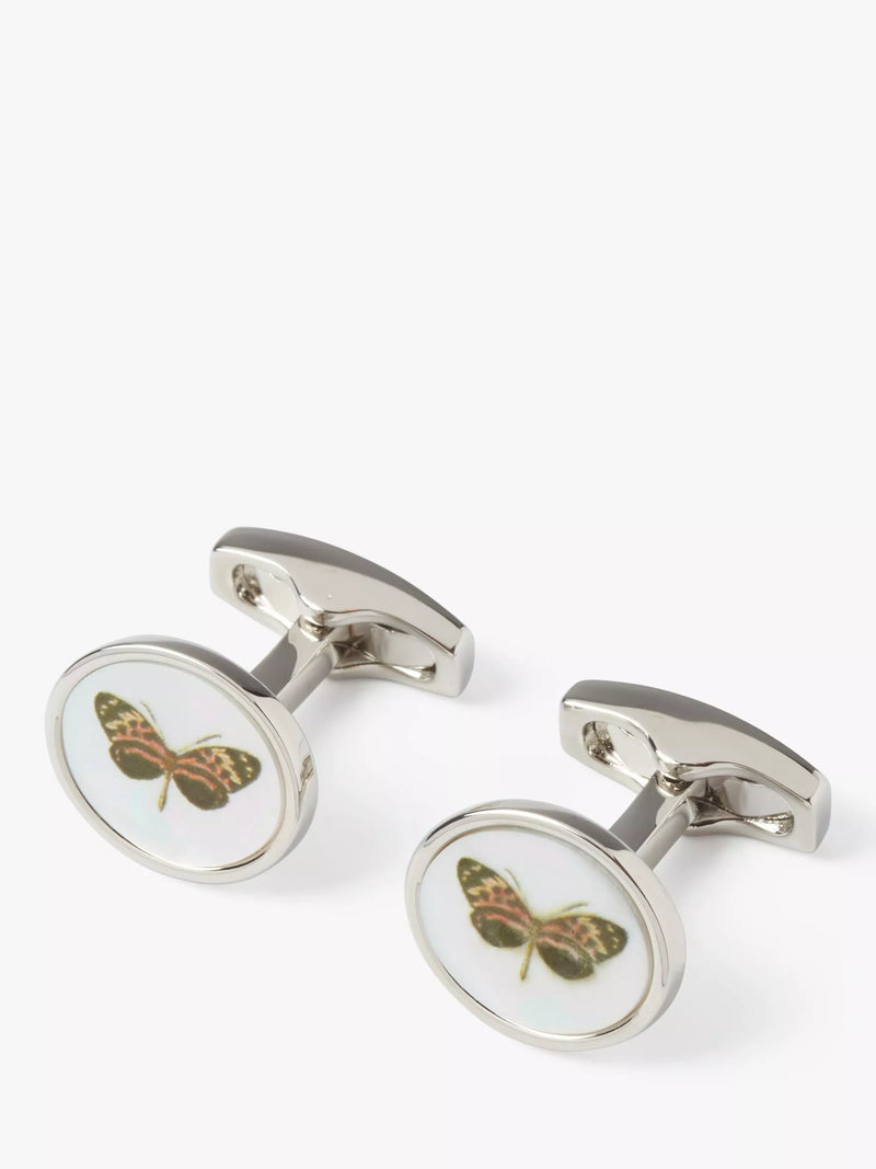 Simon Carter mother of pearl butterfly cufflinks white natural (British brand)