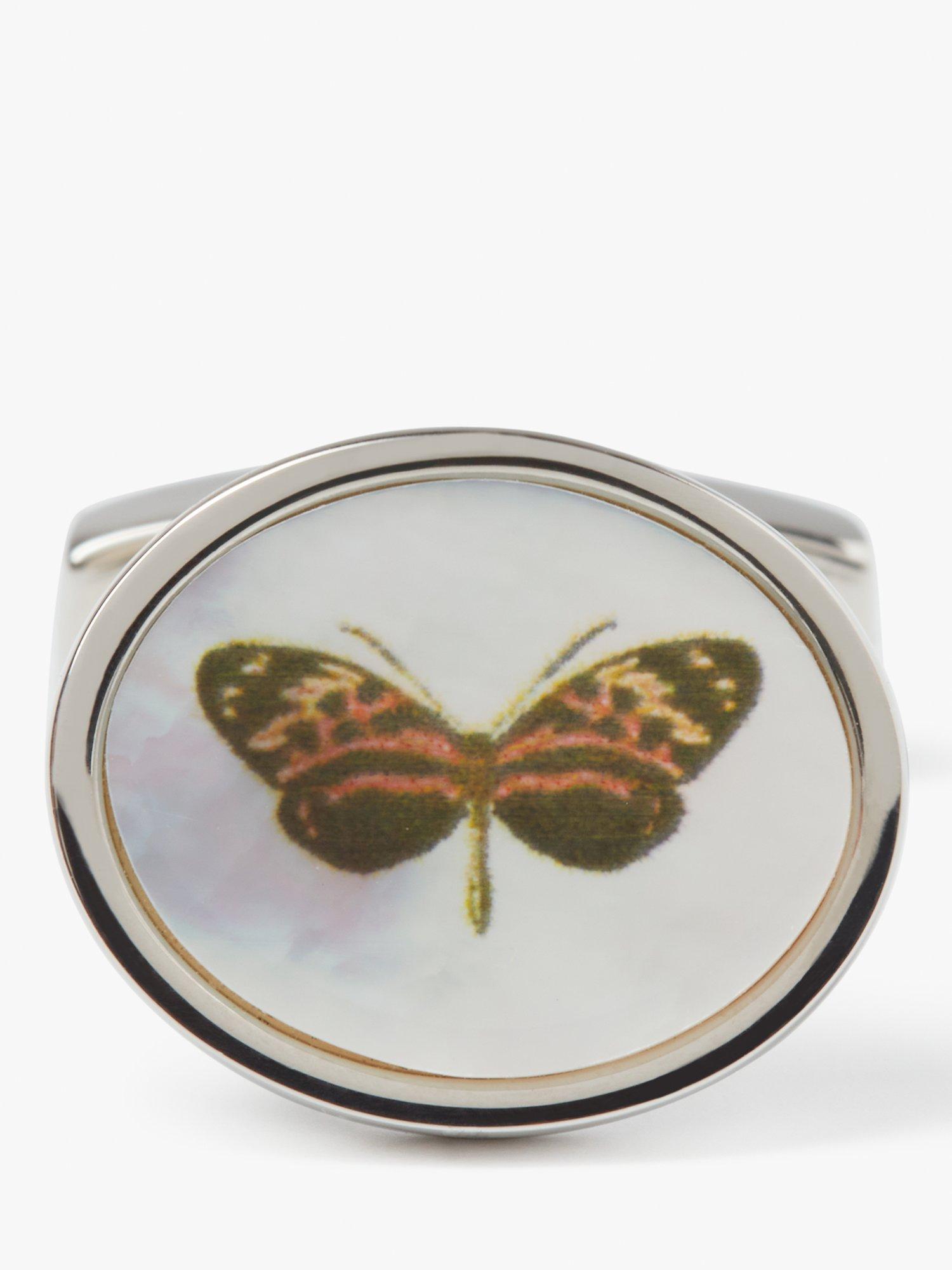 Simon Carter mother of pearl butterfly cufflinks white natural (British brand)