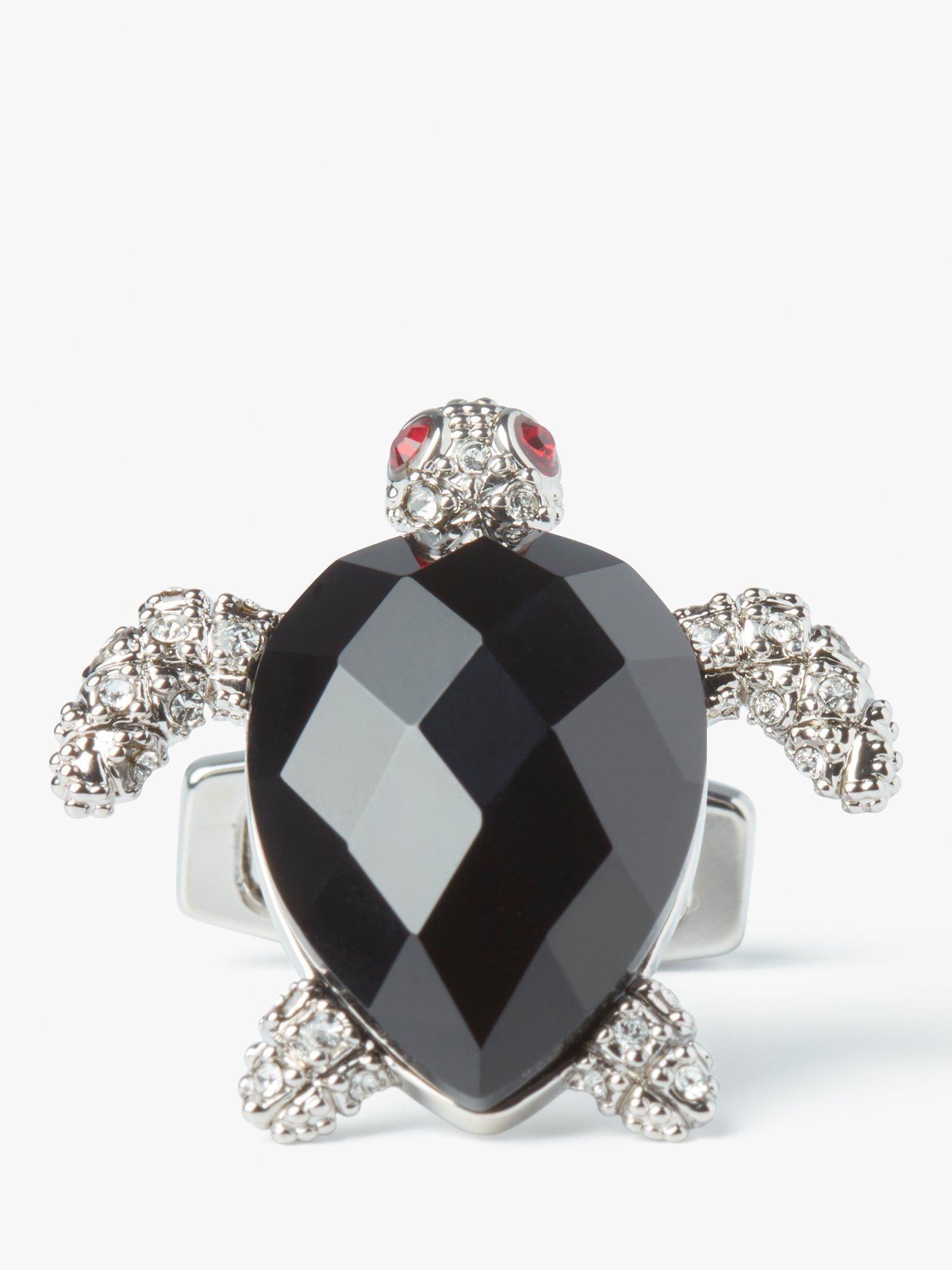 Simon Carter turtle cufflinks with onyx and Swarovski crystals, imported from the UK