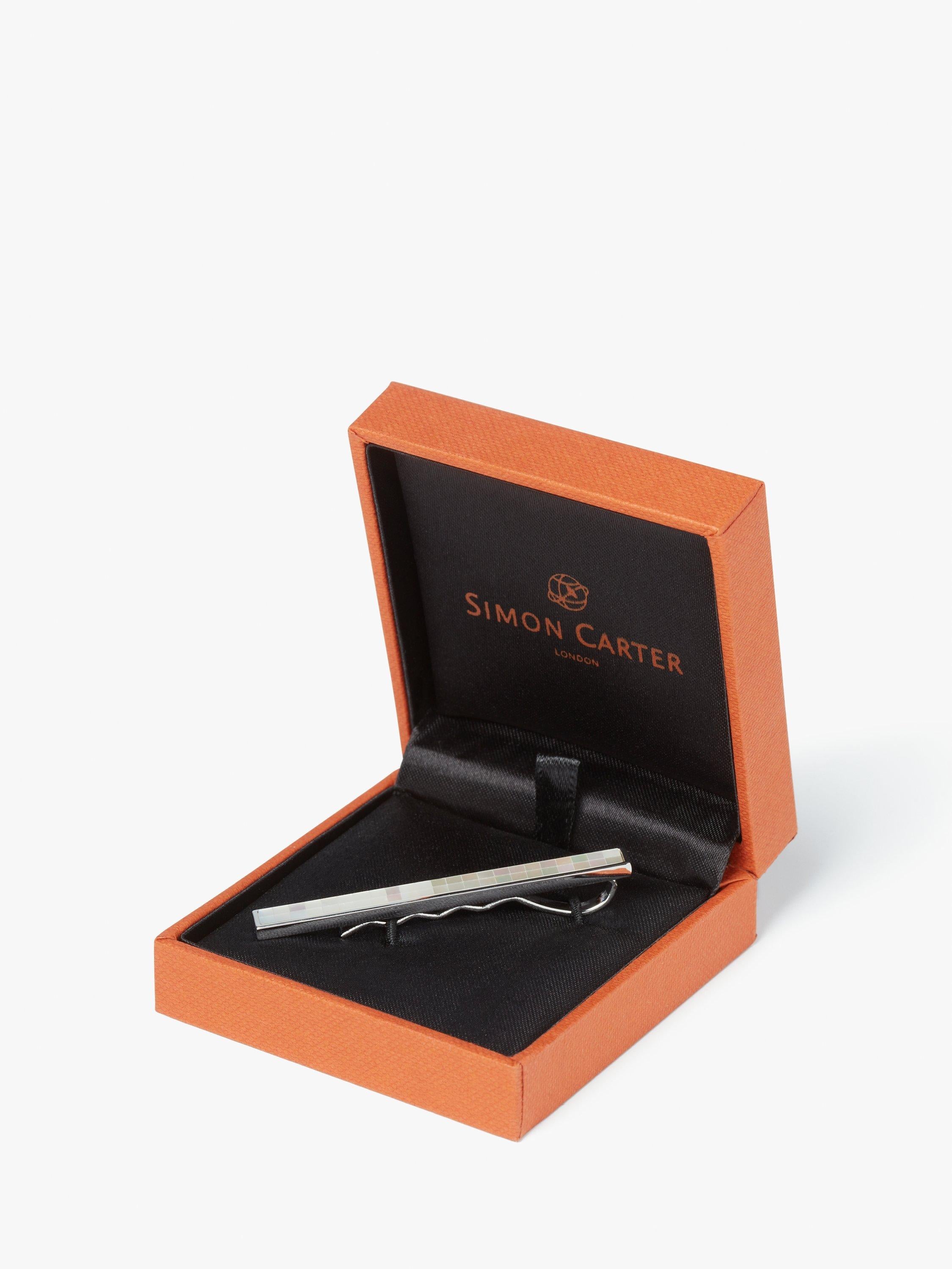 Simon Carter mother of pearl tie slide in white natural - British product