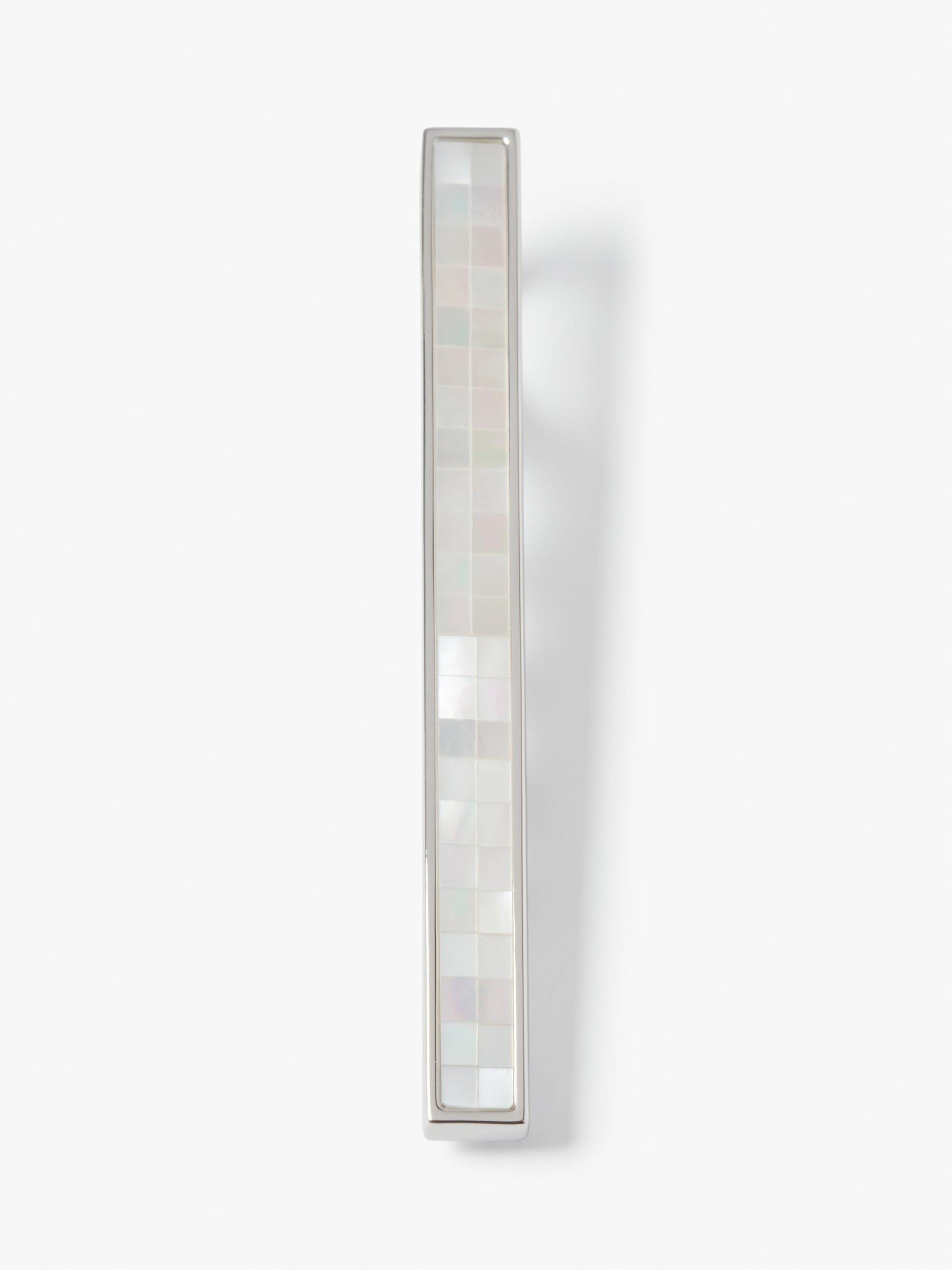 Simon Carter mother of pearl tie slide in white natural - British product