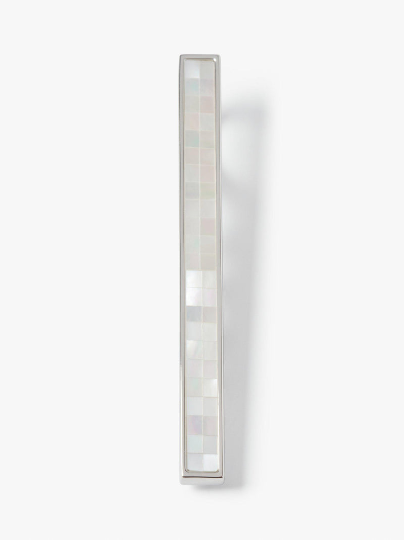 Simon Carter mother of pearl tie slide in white natural - British product