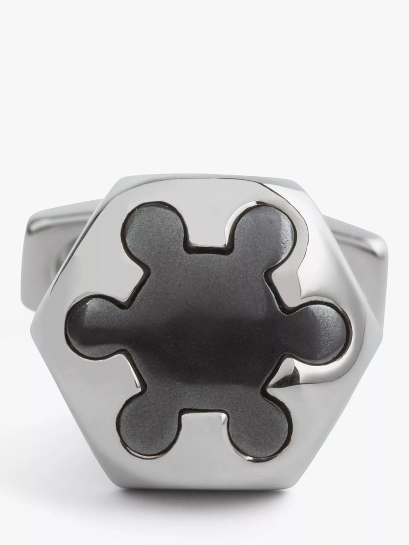 Simon Carter radial hexagon cufflinks in grey dark (British brand)