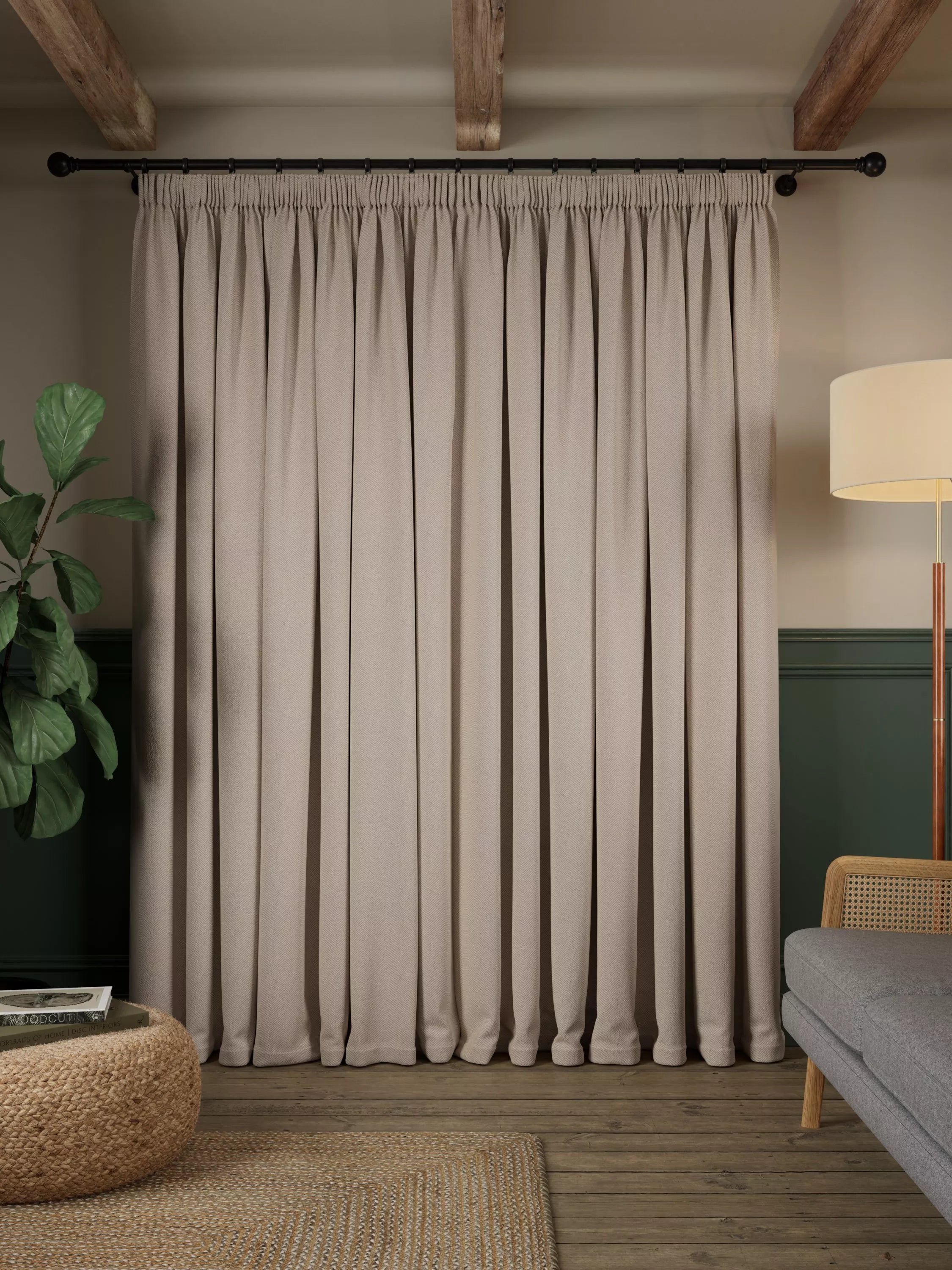 John Lewis brushed herringbone blackout curtains 137cm drop - British product