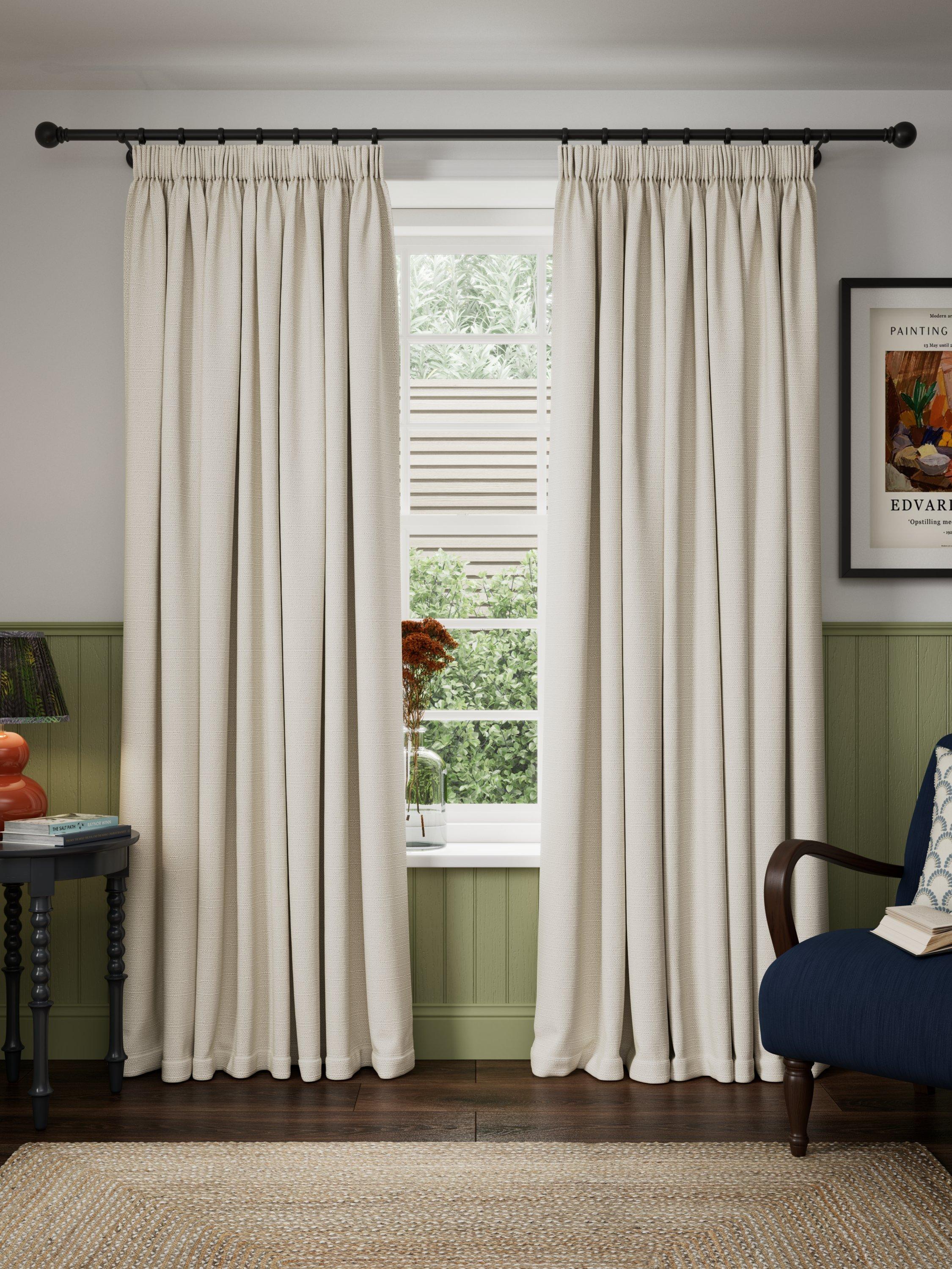 John Lewis tonal yarn pencil pleat curtains 137cm drop (British brand)