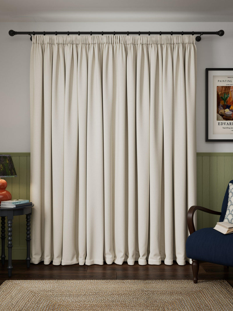 John Lewis tonal yarn pencil pleat curtains 137cm drop (British brand)