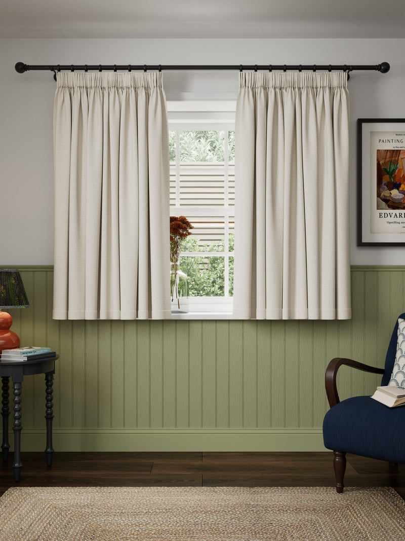 John Lewis tonal yarn pencil pleat curtains 137cm drop (British brand)