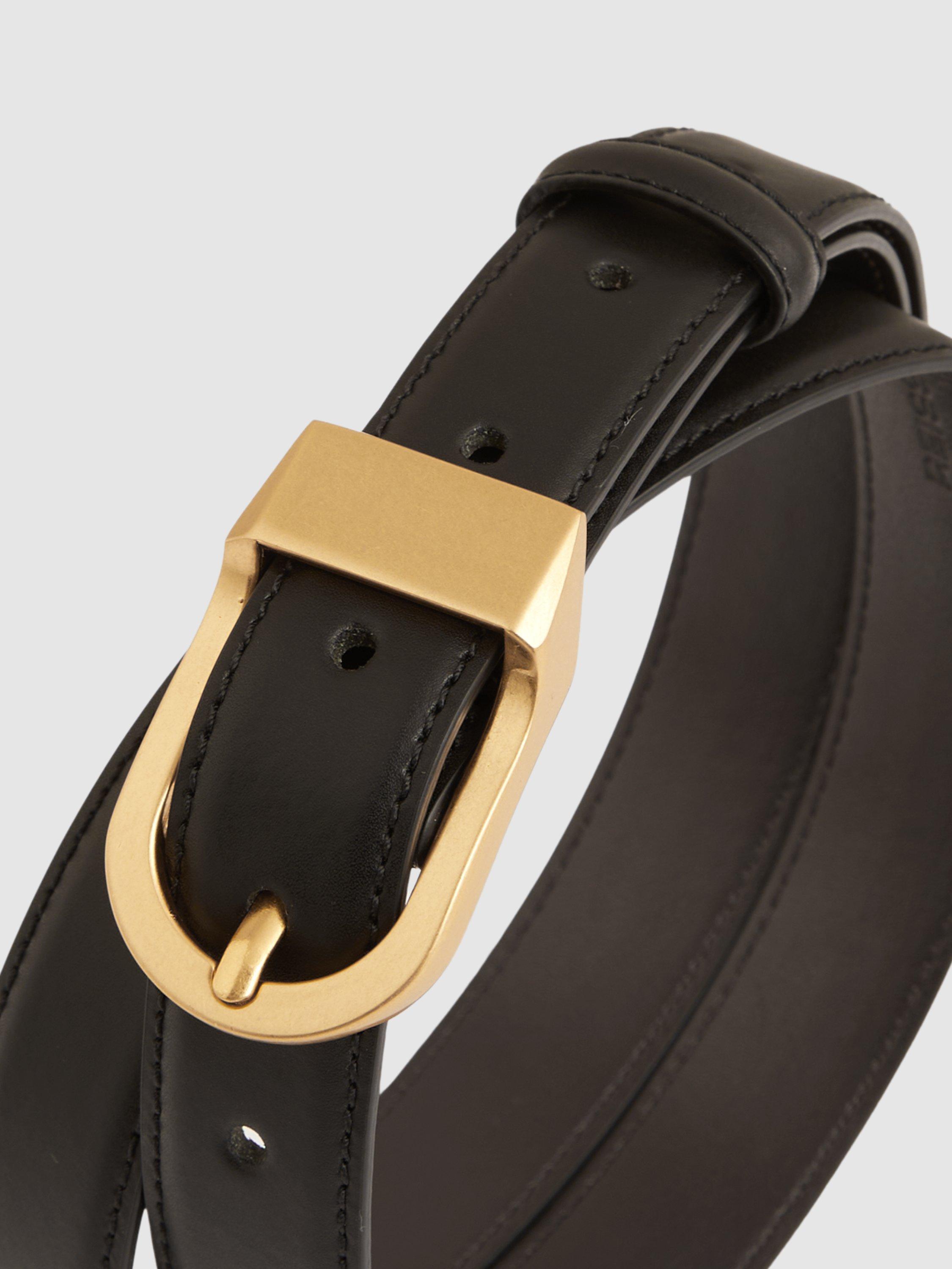 Reiss leather belt black buckle 75.5cm, UK version