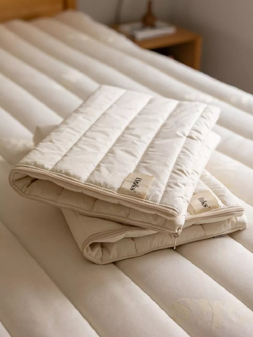 Floks luxury quilted wool pillow protector pair (British brand)