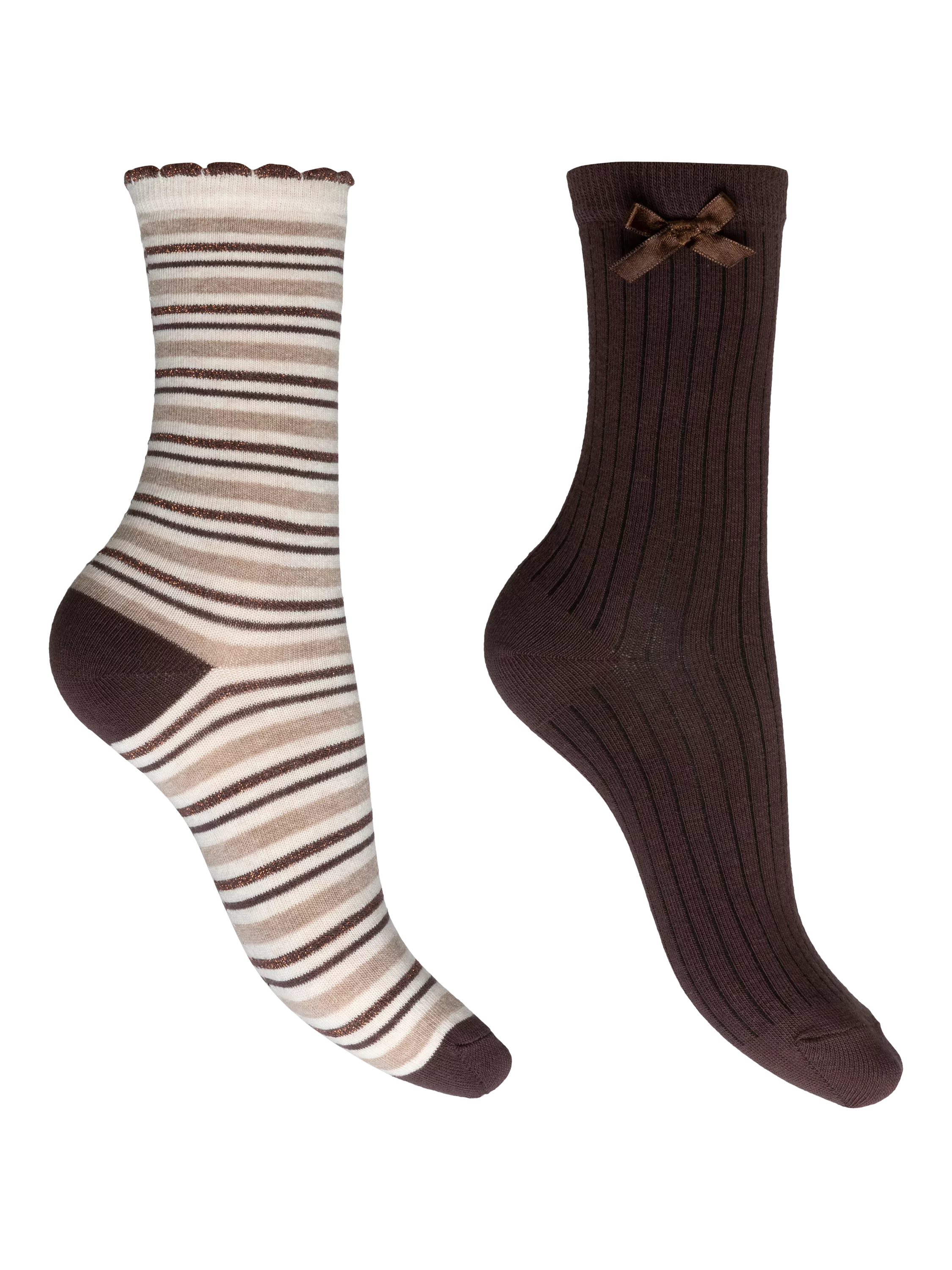 Charnos ankle socks pack of 2 chocolate mix stripe and rib, UK version
