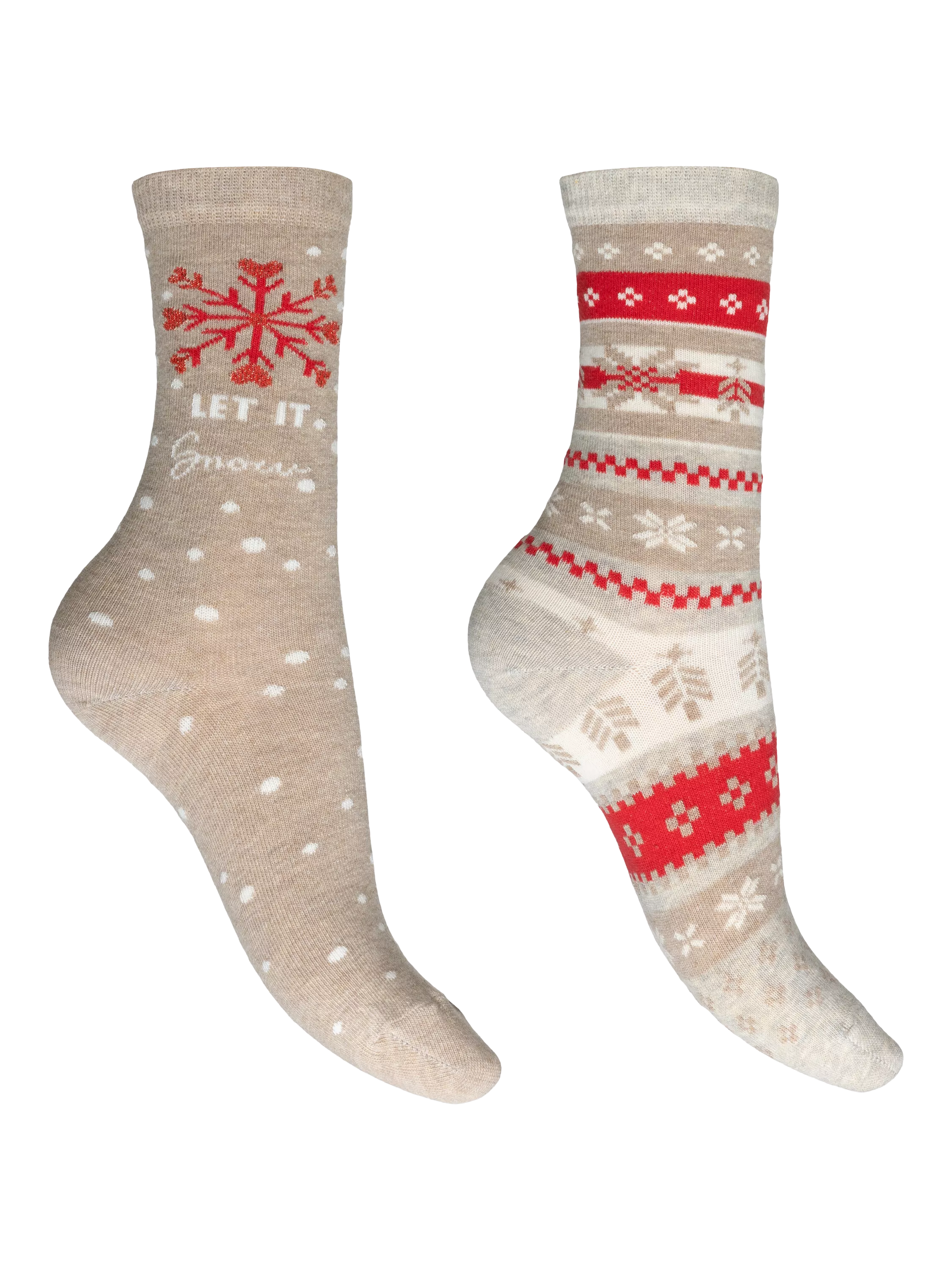 Charnos Let it Snow ankle socks pack of 2 beige multi, UK version