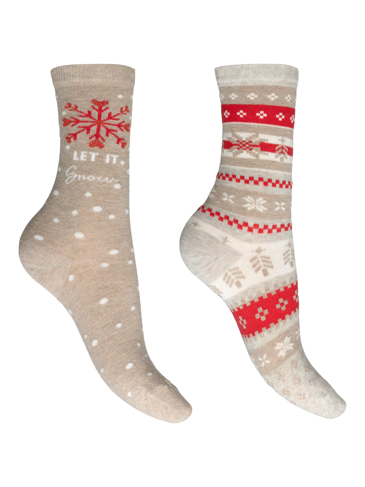 Charnos Let it Snow ankle socks pack of 2 beige multi, UK version