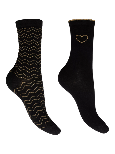 John Lewis Charnos Cotton Blend Sparkle Socks Pack of 2 Black/Gold- Buy online at McGrocer