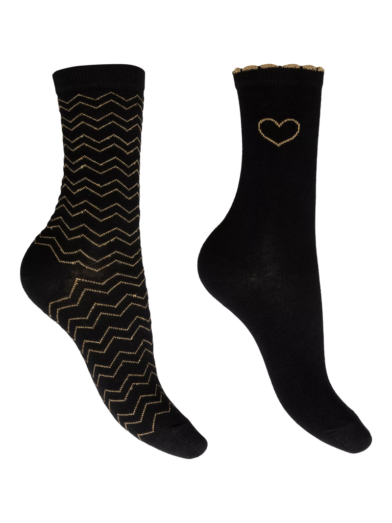 Charnos sparkle ankle socks pack of 2 black gold (British brand)