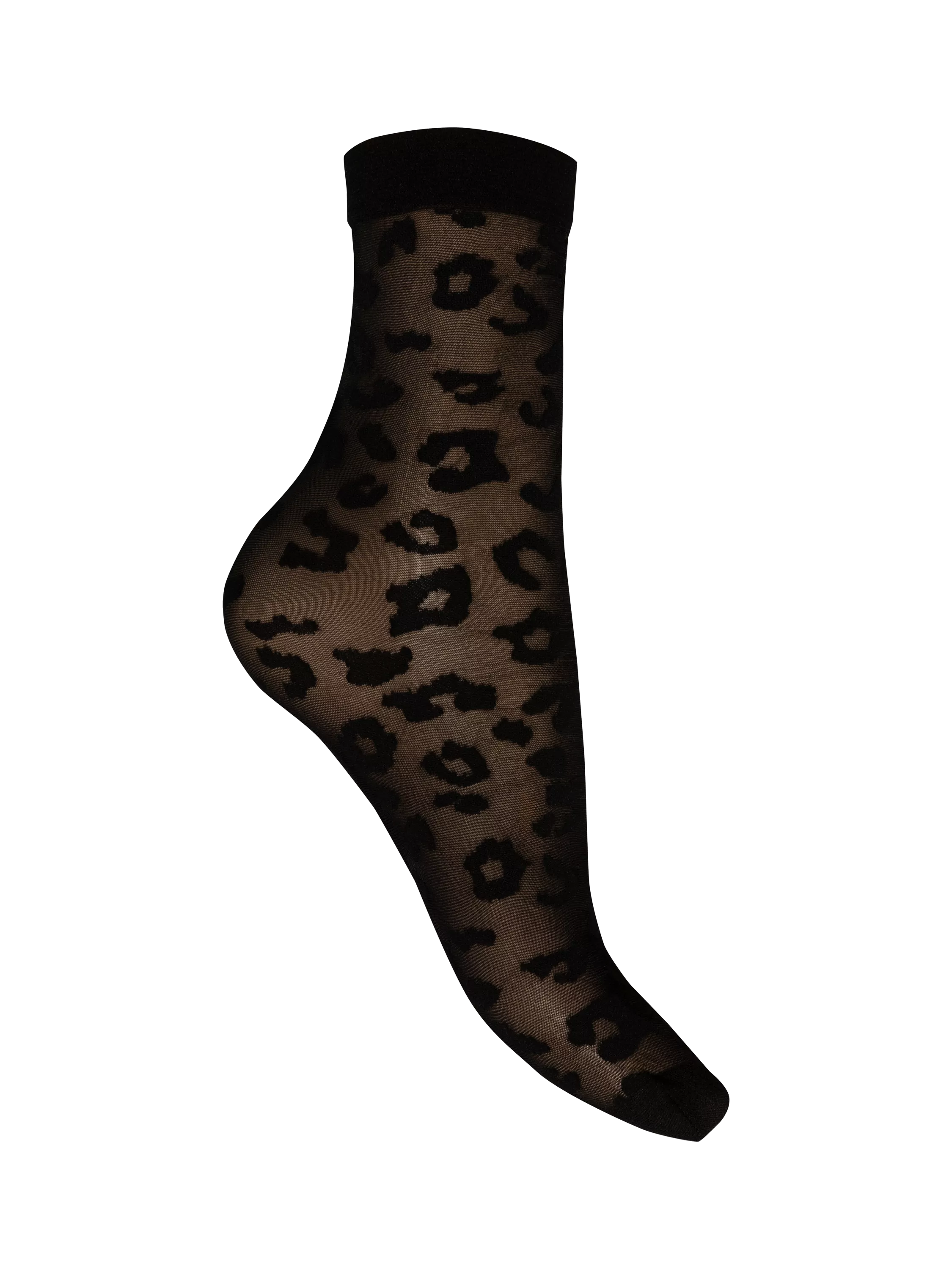 Charnos leopard anklet socks black, imported from the UK