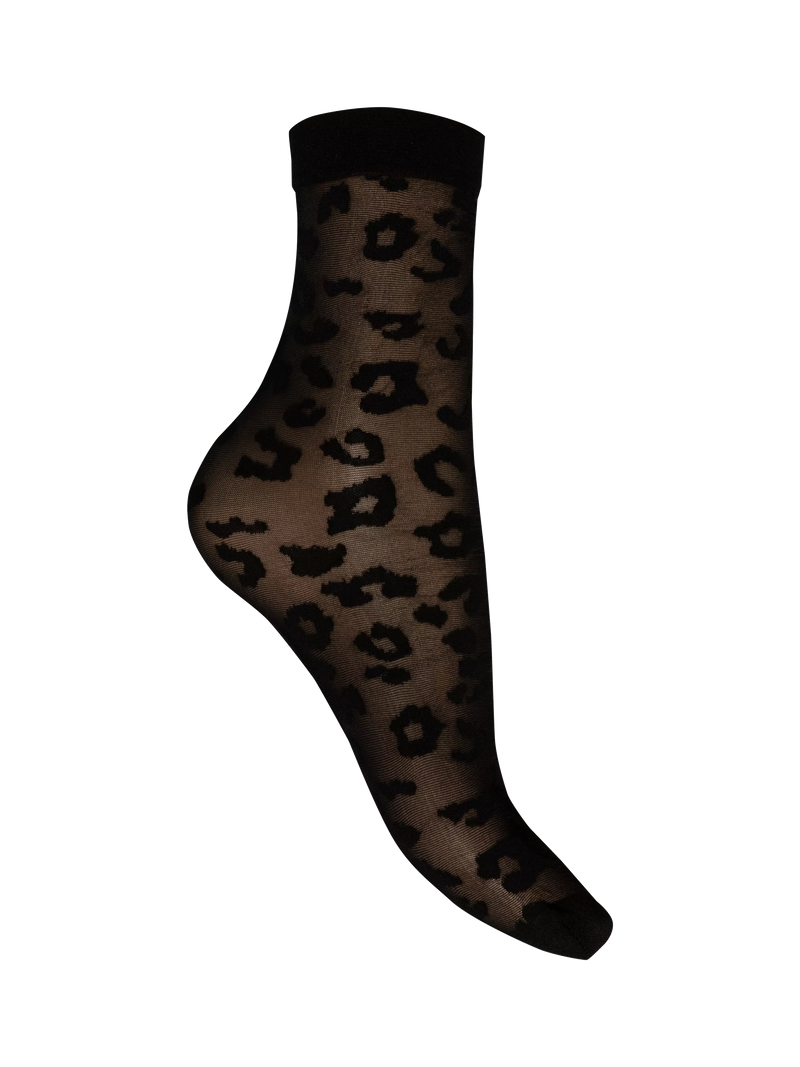 Charnos leopard anklet socks black, imported from the UK